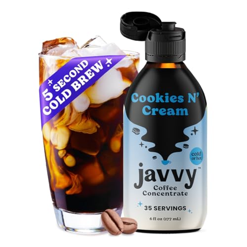 Javvy Coffee Concentrate - Cold Brew Coffee, Perfect for Instant Iced Coffee, Cold Brewed Coffee and Hot Coffee, 35 Servings - Cookies N’ Cream