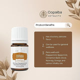 Copaiba Vitality 5ml Essential Oil by Young Living - Has Robust, Earthy Flavor - Buttery, Delicate Flavor - Supports Overall Wellness - Relaxing Moment
