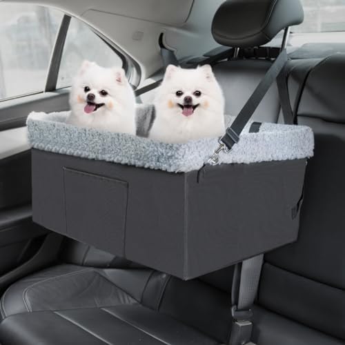 Dog Car Seats for Small Dogs, Upgrade Dog Booster Seat with Metal Frame Construction with Double-Layer Oxford, Perfect for Small Pets up to 20lbs