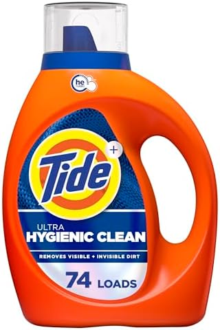 Tide Hygienic Clean Heavy 10x Duty Liquid Laundry Detergent, HE Compatible, Original Scent, 105 fl oz, 74 loads