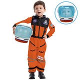 Astronaut Helmet, Space Helmet with Blue Movable Visor, Party Costume, School Classroom Dress Up, Pretend Role Play Party Supplies, Kids Christmas Halloween Toys Birthday Gifts, Blue and Orange