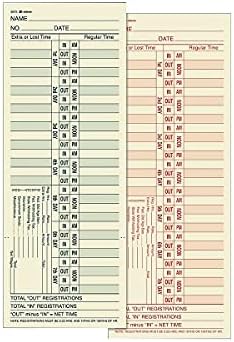 Adams Time Cards, Bi-Weekly, 2-Sided, Overtime Format, 3-3/8" x 9", Manila, Green/Red Print, 200-Count (9675-200)