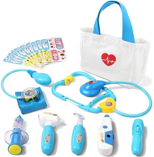 Liberry Doctor Kit for Toddlers 3-5 Years Old, 18-Piece Kids Doctor Bag Pretend Play Toys, Durable Medical Kit with Toy Stethoscope, Blue Doctor Gift for Boys Girls