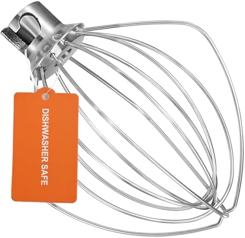Dishwasher Safe Whisk Attachment for KitchenAid 4.5 5 Qt Tilt-Head Stand Mixer, Stainless Steel 6 Wire Whip Fits Kitchen Aid Stand Mixer Accessories Attachments Replacement Parts