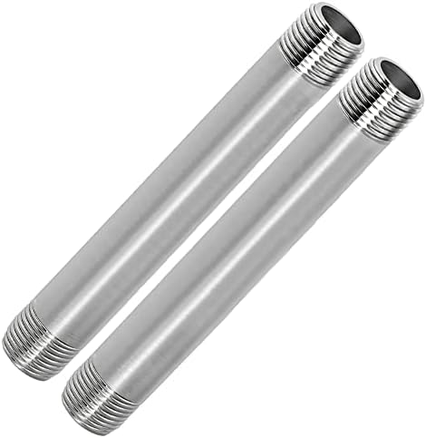 304 Stainless Steel Nipple Pipe Fitting 3/4" NPT X 3/4" NPT Male Thread Cast Pipe Fittings 8" 200mm Length (pack of 2)