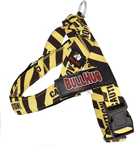 BULLHUG Harness for Large-Chested Dogs – No-Pull, No-Choke Fit for Bulldogs, Pugs & More (Caution, Large - (Neck: 19" - 24" Chest: 29" - 33"))