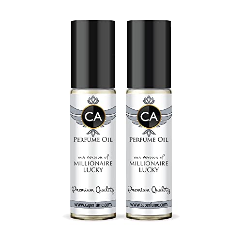 CA Perfume Impression of Paco R. Millionaire Lucky For Men Replica Fragrance Body Oil Dupes Alcohol-Free Essential Aromatherapy Sample Travel Size Concentrated Long Lasting Roll-On 0.3 Fl Oz-X2