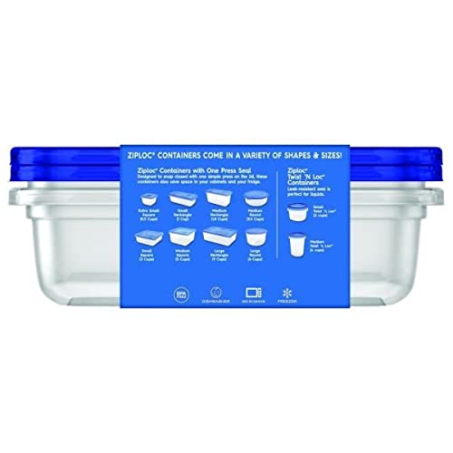 Ziploc Container Large Rectangle, 9 cup Containers (4ct)