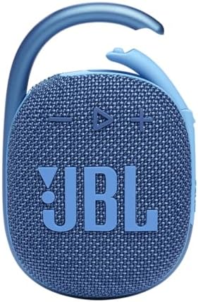 JBL Clip 4 Eco - Ultra-Portable Waterproof and Dustproof Bluetooth Speaker, big audio & punchy bass, made with 90% post-consumer recycled plastic, Integrated carabiner, Up to 10 Hours of Play (Blue)