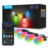 Govee Smart Outdoor String Lights H7021, RGBIC Warm White 96ft (2 Ropes of 48ft) LED Bulbs for Halloween Decorations, Christmas, WiFi Patio Lights Work with Alexa, Google, APP Control, IP65 Waterproof