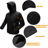 FREE SOLDIER Men's Outdoor Waterproof Soft Shell Hooded Military Tactical Jacket (Black Medium/US)