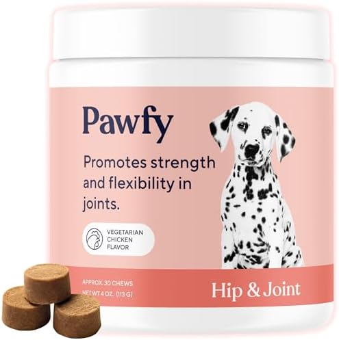 Pawfy Hip & Joint Supplement for Dogs with MSM & Vitamins | Glucosamine Chondroitin for Small, Medium & Large Breed - Supports Mobility & Bones | Glucosamine for Dogs with Omega 3-30 Chews