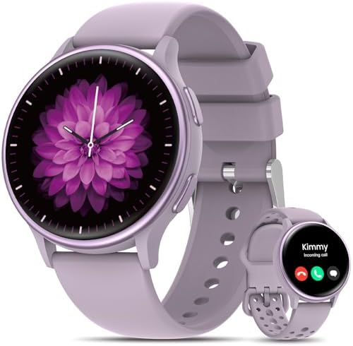 RUXINGX Smart Watches for Women [Make Call/Answer/400+Watch Face] Android & iPhone Compatible, 1.27" Fitness Tracker 24/7 Heart Rate Sleep Steps SpO2 Monitor, IP68 Waterproof Fitness Watch, Purple