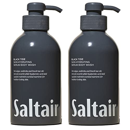 Saltair Body Wash, Black Tide 2-Pack. Moisturizing Body Cleanser with Monoi Oil and Cupuacu Butter. Luxury Shower Gel for Women and Men. Vegan, Cruelty-Free, Paraben-Free. 2x 17oz Pump Bottles