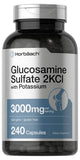 Horbäach Glucosamine Sulfate 2KCI with Potassium | 3000mg | 240 Capsules | Non-GMO and Gluten Free Supplement