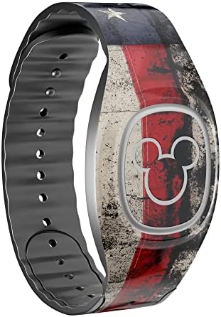 American Distressed Flag Panel Skin Decal Vinyl Full-Body Wrap Kit Compatible with Disney MagicBand+ (MagicBand+ Not Included)