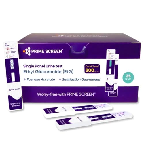 Prime Screen [25 Pack] EtG Alcohol Urine Test - at Home Rapid Testing Dip Card Kit - 80 Hour Low Cut-Off 300 ng/mL - WETG-114