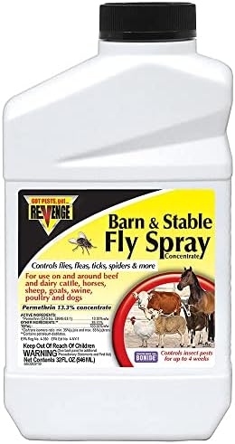 Revenge Barn & Stable Fly Spray, 32 oz Concentrate Long Lasting Insecticide for Flea and Tick Control Indoors and Outdoors