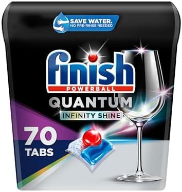 FINISH Quantum Infinity Shine, Dishwasher Pods, Dishwasher Detergent Liquid, Dishwasher Soap, Advanced Clean & Shine, 70ct Dishwasher Tablets
