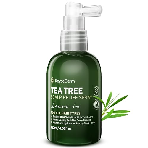 RoyceDerm Tea Tree Scalp Relief Spray: Leave-In Scalp Care for Dry, Flaky, and Itchy Scalp - Tea Tree Oil Formula for Comfort, Hydration, and Balance - Conditioning Support for Women & Men