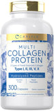 Carlyle Multi Collagen Protein Capsules 2000mg | 300 Count | Type I, II, III, V, X | Collagen Peptide Pills | Keto & Paleo Friendly, Gluten Free Supplement