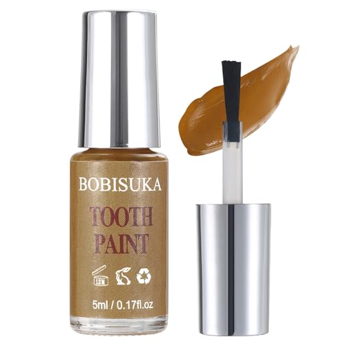 BOBISUKA Yellow Tooth Paint, Professional Yellow Teeth Makeup Solution - Safe, Quick Dry & Realistic, Perfect for Cosplay, Halloween Makeup, Theater, and Special Effects (5 ml)
