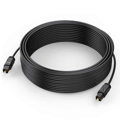 Optical Audio Cable 35 feet, Digital Audio Optical Cable Ultra-Thin Cord, Toslink SPDIF Fiber Optic Cable Compatible with TV Sound Bar Home Theater PS4 Xbox Samsung Vizio