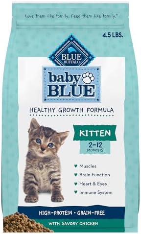 Blue Buffalo Baby BLUE Natural Grain-Free Dry Food for Kittens, Healthy Growth Formula with DHA, High-Protein Savory Chicken Recipe, 4.5-lb. Bag