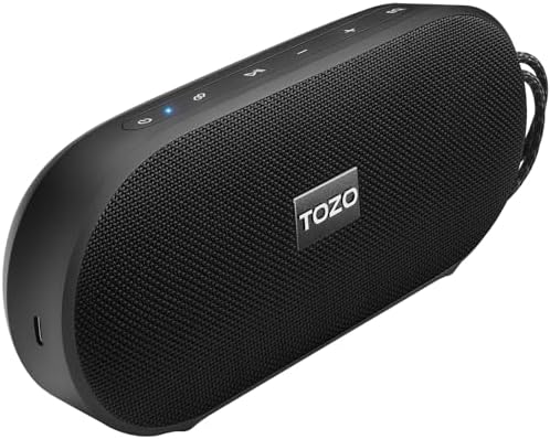 TOZO PA1 Bluetooth Speaker with 20W Stereo Sound, 25H Playtime, IPX7 Waterproof Portable Wireless Speaker with EQ Mode APP Control, Dual Pairing for Home, Outdoor Travel, Black