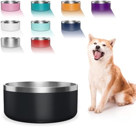 Dog Bowl, Stainless Steel Dog Food and Water Bowl with Non Slip Quiet