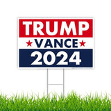 Trump Vance 2024 Yard Sign, Donald Trump President JD Vance Vice President 2024 Yard Sign, 18" x 12" Double-Sided Sign, Metal H-Stake