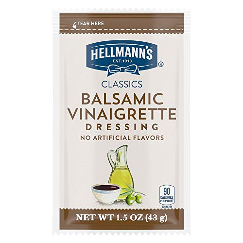 Hellmann's Classics Balsamic Vinaigrette Salad Dressing Portion Control Sachets Gluten Free, No Artificial Flavors or High Fructose Corn Syrup, Colors from Natural Sources, 1.5 oz, Pack of 102