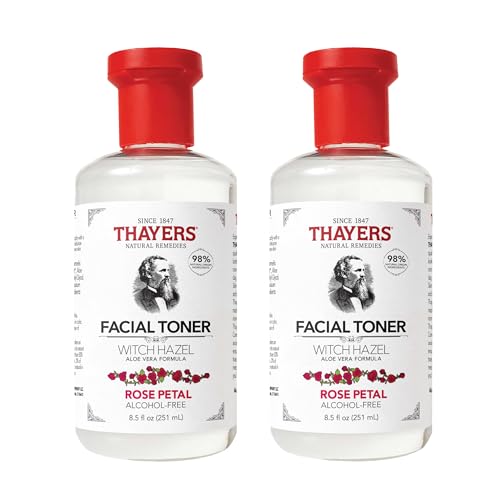 Thayers Alcohol-Free, Hydrating Rose Petal Witch Hazel Facial Toner with Aloe Vera Formula, Vegan, Dermatologist Tested and Recommended, 8.5 Oz (Pack of 2)
