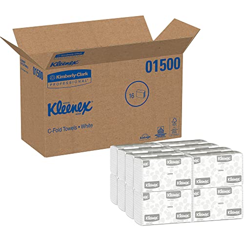 Kleenex C-Fold Paper Towels, Bulk (01500), Absorbent, White (150 Sheets/Pack, 16 Packs/Case, 2,400 Sheet Total)