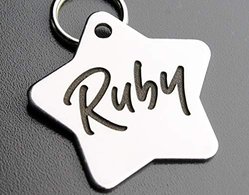 Stainless Steel Custom DEEP Engraved Pet ID Tags Personalized Front/Back Dog Tags for Dogs and Cats - Star 1-1/4"x1-1/4 (2-Side Engraving)