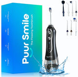 Puur Smile Professional Water Flosser - Advanced Dental Care for a Healthier Mouth, Gum, and Teeth - IPX7 Waterproof, 4 Replacement Tips, Travel-Friendly, Rechargeable - Effortless Oral Hygiene at You