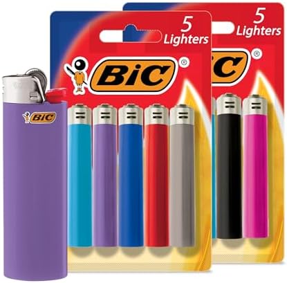BIC Classic Lighters, Pocket Style, Lighter for Candles, Assorted Colors (Packaging May Vary), 10-Count Pack