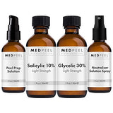 MedPeel Light Strength Chemical Peel Set - with Alpha & Beta Hydroxy Acid Face Peel for all Skin Tones - 10% Salicylic 30ml/1fl oz, 30% Glycolic