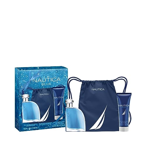 Nautica Blue Men's 3 pc. Eau de Toilette, Body Wash and Toiletry Bag Holiday Gift Se