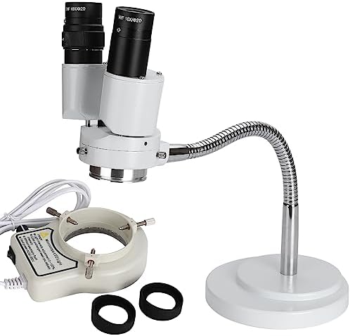 Dental Microscope with LED Light - Stereomicroscopes 360 Revolve 8X Magnification Binocular Stereo Microscope Dental Binocular Microscope for Electronics Repair with 8W Fluorescent Ring Light