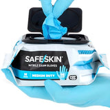 SAFESKIN Nitrile Disposable Gloves in Pack of 200, Medium Duty, Medium Size, Powder Free - Food Handling, First Aid, Cleaning