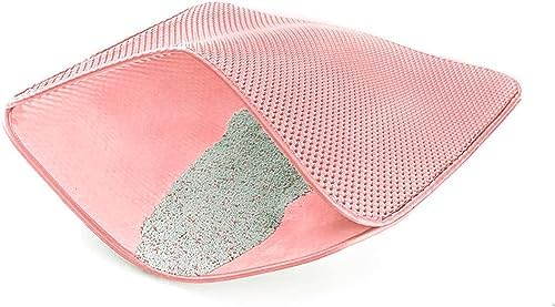 WePet Cat Litter Mat, Kitty Litter Trapping Mat - Medium Size, Honeycomb Double Layer Mats, No Phthalate, Urine Waterproof, Easy Clean, Scatter Control, Catcher Litter Box Rug Carpet 24x15 Inch Pink
