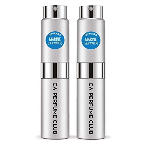 CA Perfume Impression of Emra Marine Sea Water For Women & Men Fragrance Concentrated Long Lasting Eau de Parfum Spray Refillable Glass Atomizer Bottle 0.27 Fl Oz-X2