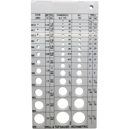 Screw Thread Gauge | Metric and SAE | Recommends Drill Bit & Tap Size (BCP675)