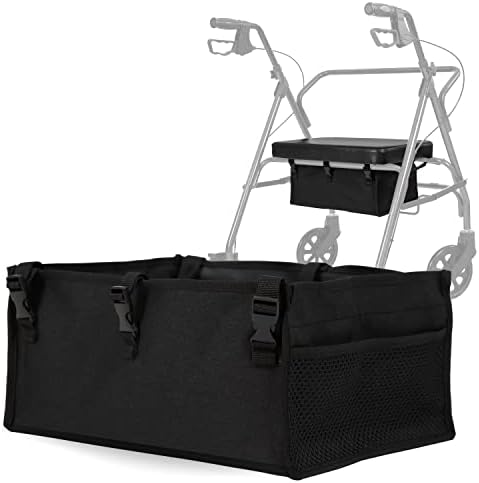 Vive Rollator Accessories Bag - Under Seat Rollator Walker Basket for Seniors - Extra Large - Underseat Pouch Tote for Rolling Walkers - with Reinforced Liner to Prevent Sagging