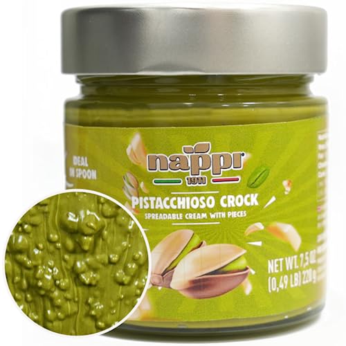 Crunchy Pistachio Butter, 7.5 oz, Sweet Spreadable Pistachio Cream with a Crunch, Pistachio Paste, Nut Butter, Product of Italy, Nappi 1911