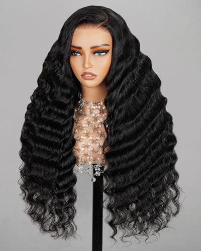 Arabella 5x6 Ready to Go Glueless Wigs Human Hair 210% Density Lace Front Wigs Human Hair 100% Loose Deep Wave Wigs Pre Cut Lace 12a Real Pre Bleached New Body Wave Wig (16inch, 5X6 Loose Curly Wig)