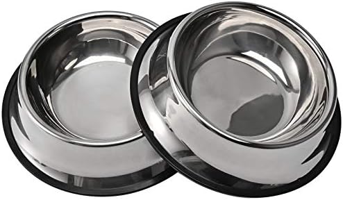2Packs Stainless Steel Dog Bowl with Anti-Skid Rubber Base for Small/Medium/Large Pet, Perfect Dish, Pets Feeder Bowl and Water Bowl Perfect Choice for Dog Puppy Cat and Kitten (40oz)