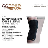 Copper Fit Elite Knee Compression Sleeve Knee Brace 2-Pack, Black (Large/X-Large, 16''-20''),2.0 Count