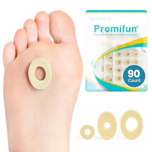 Promifun Corn Cushions for Toes and Feet - 90 Count Callus Cushions to Protect Sore Spots with Foam Padding - Self-Stick Adhesive Pads - Relief Pain, Pressure and Friction from Shoes, Long Lasting